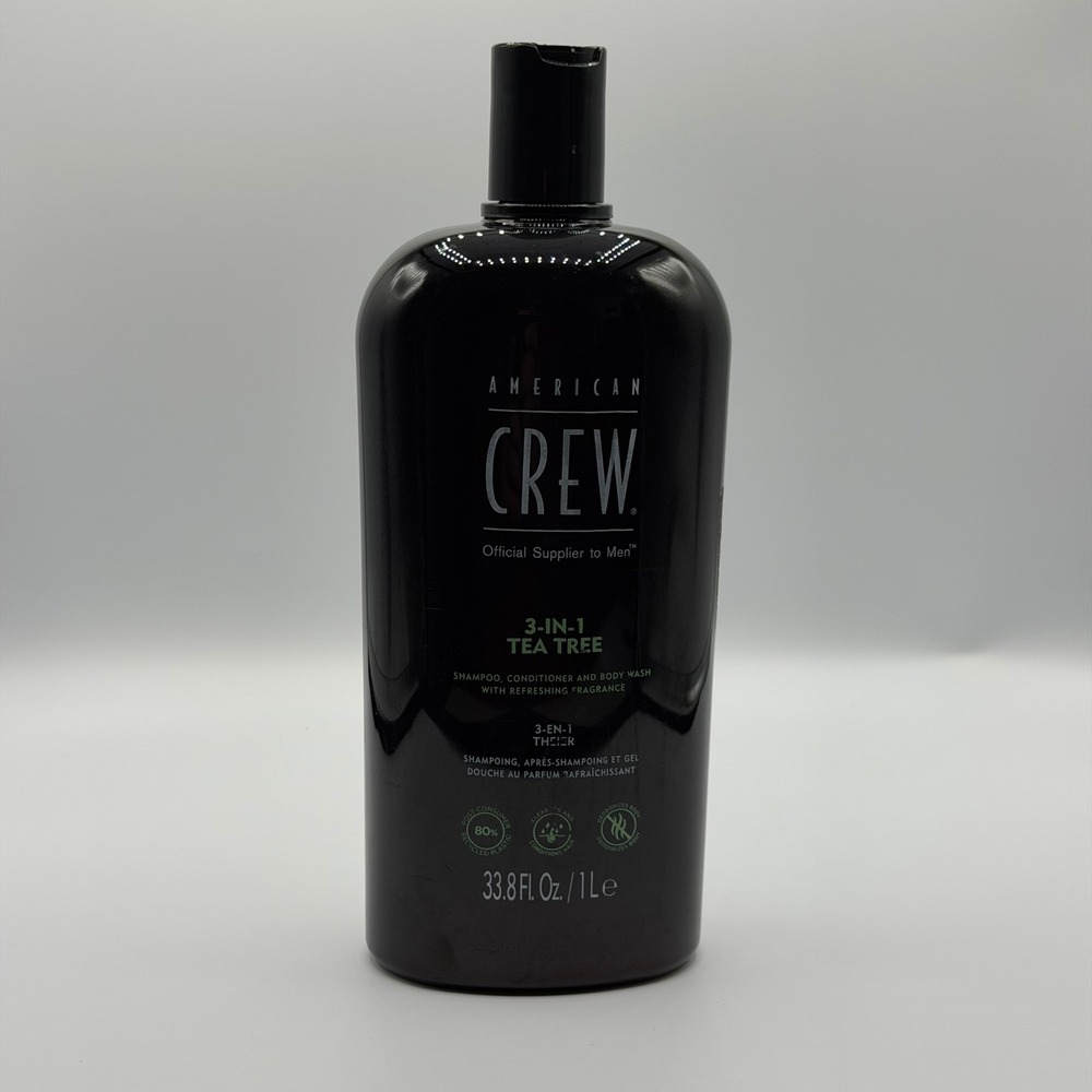 American Crew 3-in-1 Tea Tree Shampoo Conditioner Body Wash 33.8 oz 1L Mens